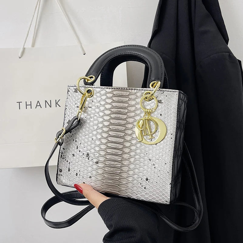 Metal Letter Shoulder Messenger Bag for Women