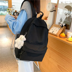 Canvas Backpack Women'S Solid School Bag