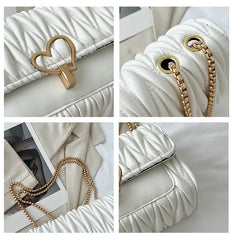 Heart Lock Shoulder Bag Chain Crossbody Bag PU Leather Party Bag
