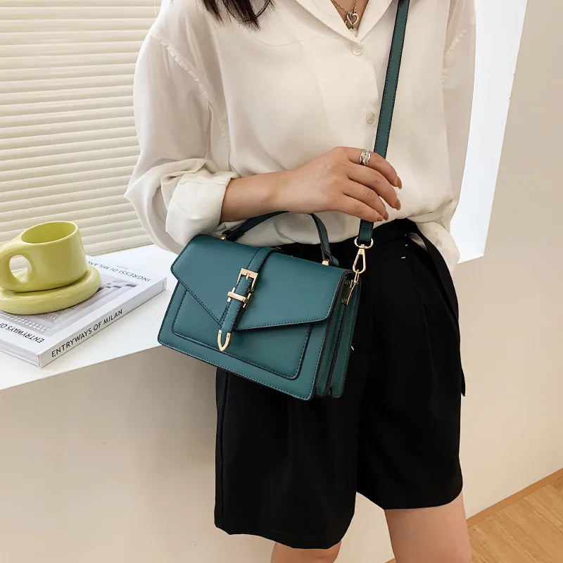 Solid PU Leather Shoulder Bags for Women