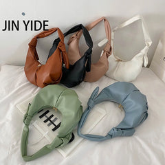 Women's PU Leather Shoulder Bag Solid Handbag Travel Underarm Bag