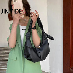 Women's PU Leather Shoulder Bag Solid Handbag Travel Underarm Bag