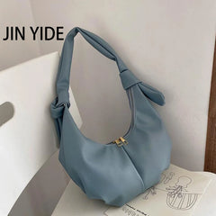 Women's PU Leather Shoulder Bag Solid Handbag Travel Underarm Bag