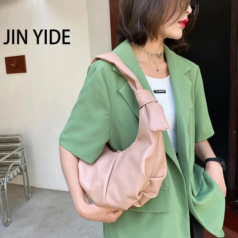 Women's PU Leather Shoulder Bag Solid Handbag Travel Underarm Bag