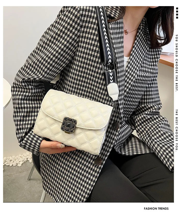 Lattice Shoulder Bag Small Square Bag Purses Handbag