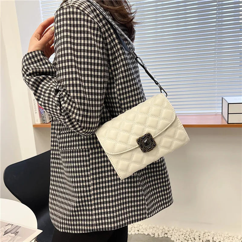 Lattice Shoulder Bag Small Square Bag Purses Handbag