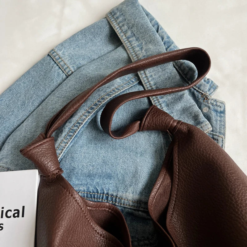 Soft PU Leather Shoulder Bag High Capacity Tote Handbag