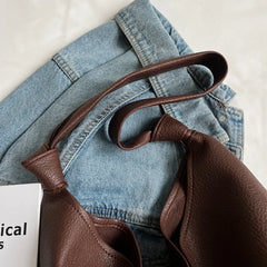 Soft PU Leather Shoulder Bag High Capacity Tote Handbag