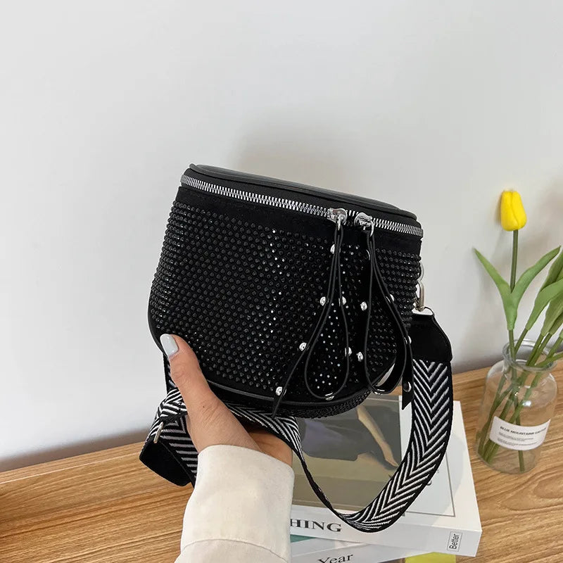 One Shoulder Handbag Wild Crystal Messenger Bag High PU Leather Ladies Bag