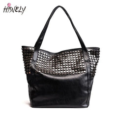 Rivet Women Pu Leather HandBags Larger Capacity Famous Shoulder Bag