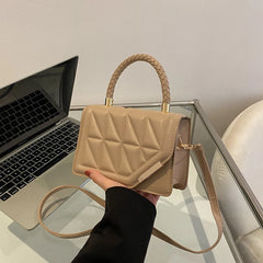 Plaid Leather Shoulder Bag for Women