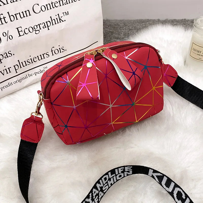 Small Zipper Crossbody Bag PU Leather Shoulder Messenger for Girls
