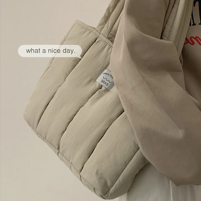High-capacity Student Tote Handbag Solid Top-handle Shoulder Bag