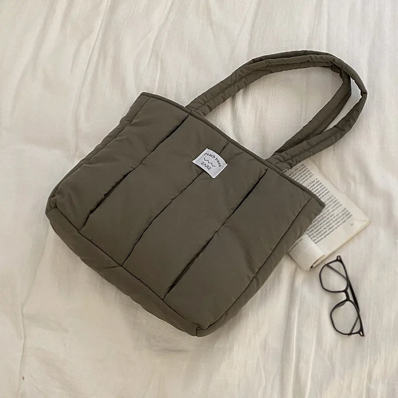 High-capacity Student Tote Handbag Solid Top-handle Shoulder Bag
