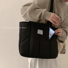High-capacity Student Tote Handbag Solid Top-handle Shoulder Bag