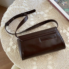 Vintage Leather Messenger Bag Women Small Square Shoulder Crossbody