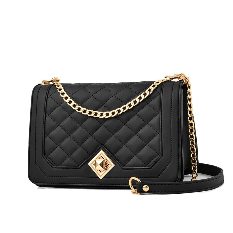 Women Chain Crossbody Shoulder Bags High HandBags PU Leather Solid