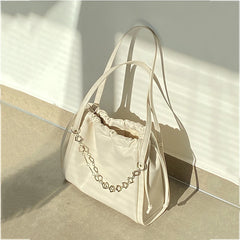Women's Leather Drawstring Bucket Bag Large Capacity HandBag