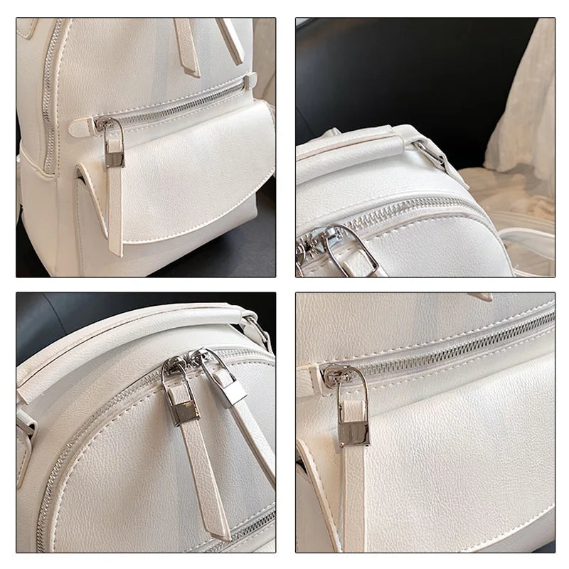 Leather School Travel Backpack for Women