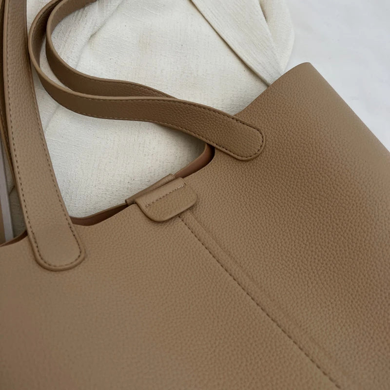 Women Shoulder Bags Tote PU Leather High Capacity Casual Multi-funct