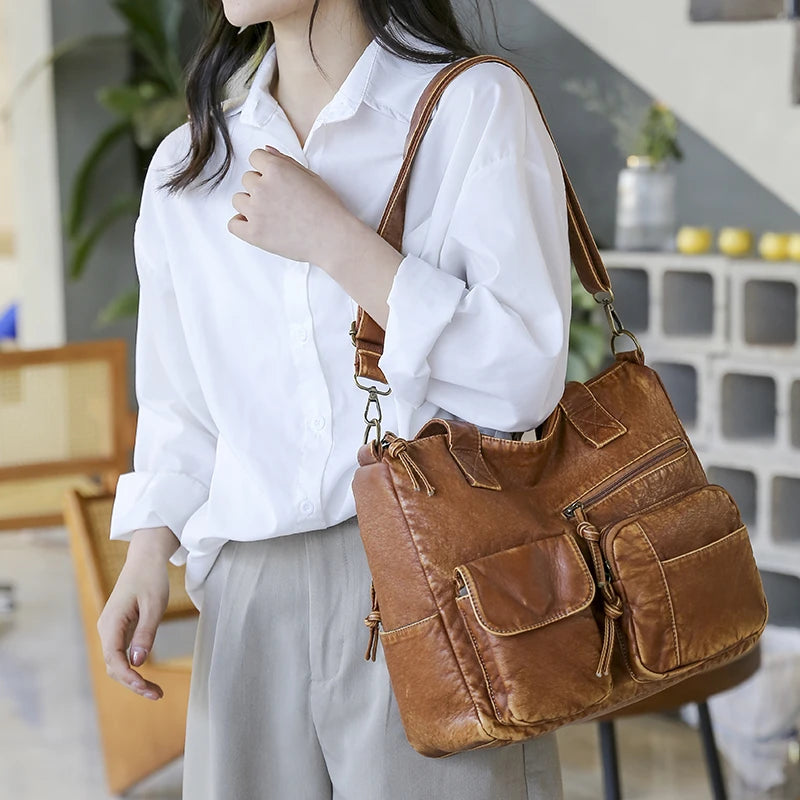 PU Leather Crossbody Shoulder Bags for Girls Women Lady Handbags Big Pockets