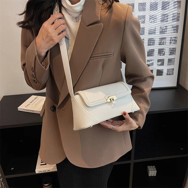 Retro PU Leather Underarm Shoulder Bag Women