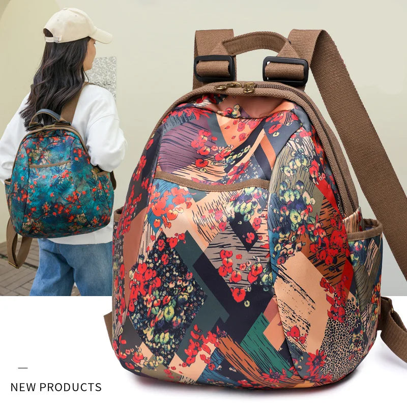 Flower Pattern Woman Backpack Ladies Casual Rucksack High Girls Bagpack
