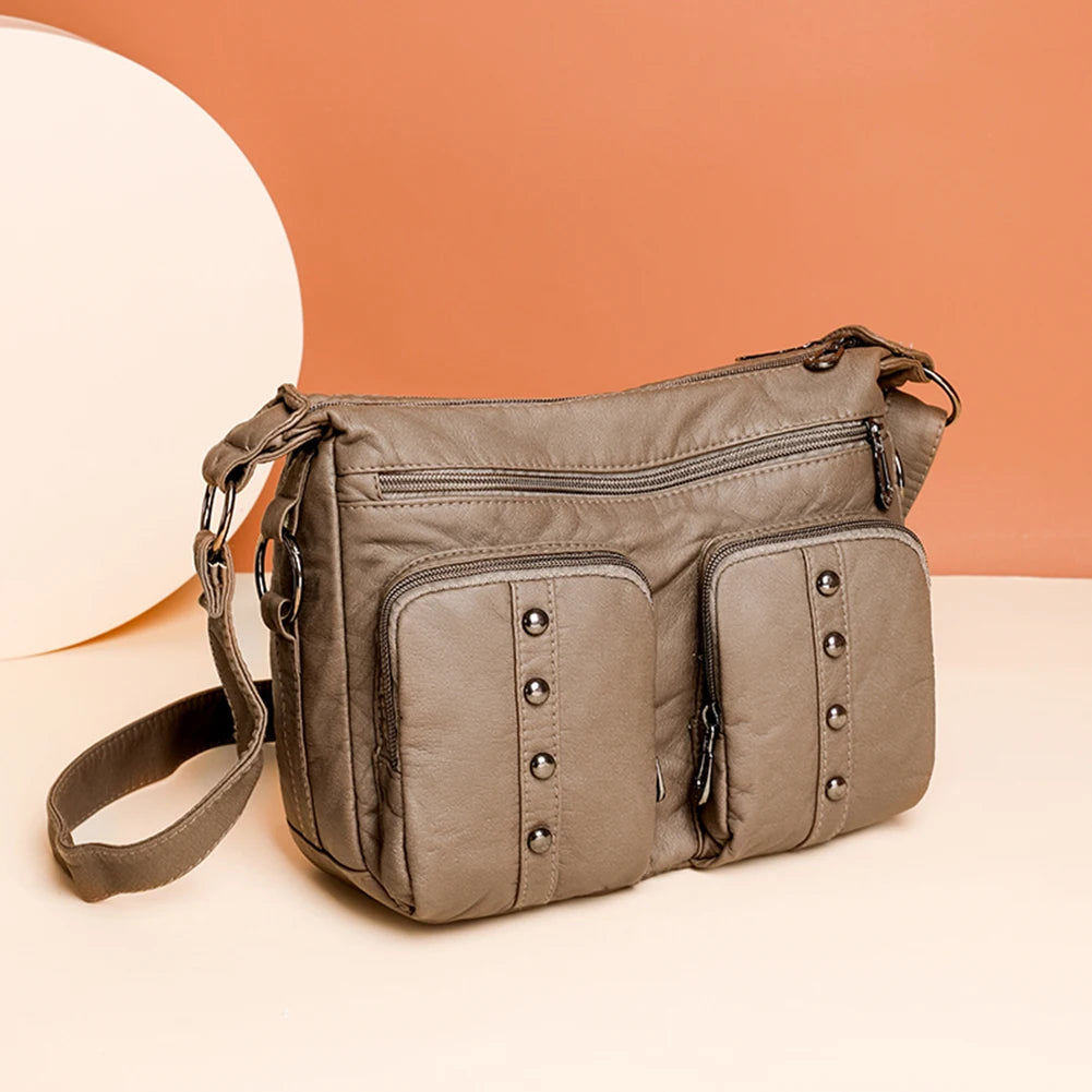 Leather Crossbody Bag for Women Messenger Shoulder Tote