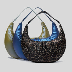 Half Moon Space Padded Shoulder Bag Down Cotton Lady Handbag