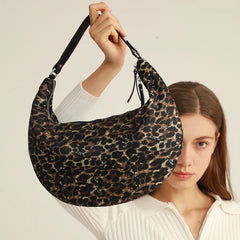 Half Moon Space Padded Shoulder Bag Down Cotton Lady Handbag