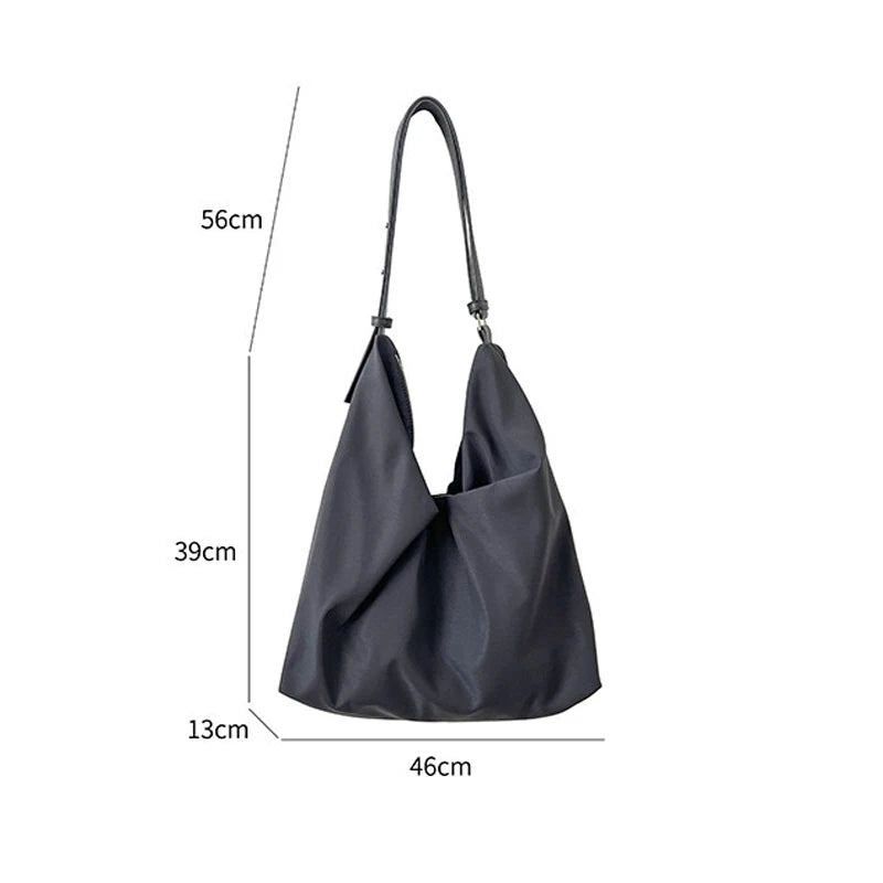 Large Capacity Women's Shoulder Bag with Nylon Zipper