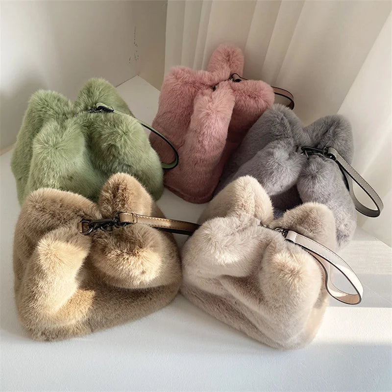 Mink Fur Handbag Women's Clutch Winter Furry Fur Handbag