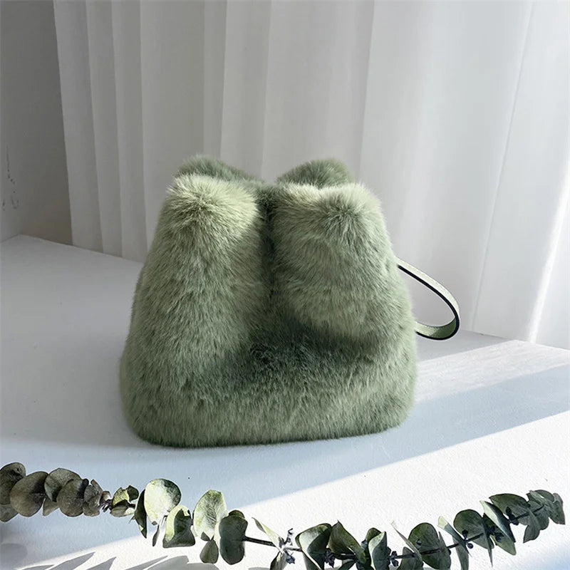Mink Fur Handbag Women's Clutch Winter Furry Fur Handbag