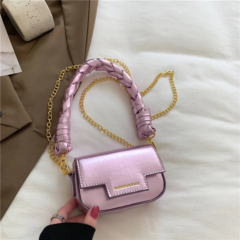 Ins Women's Mini Laser Square Bag Woven Handbag