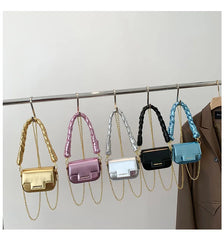 Ins Women's Mini Laser Square Bag Woven Handbag