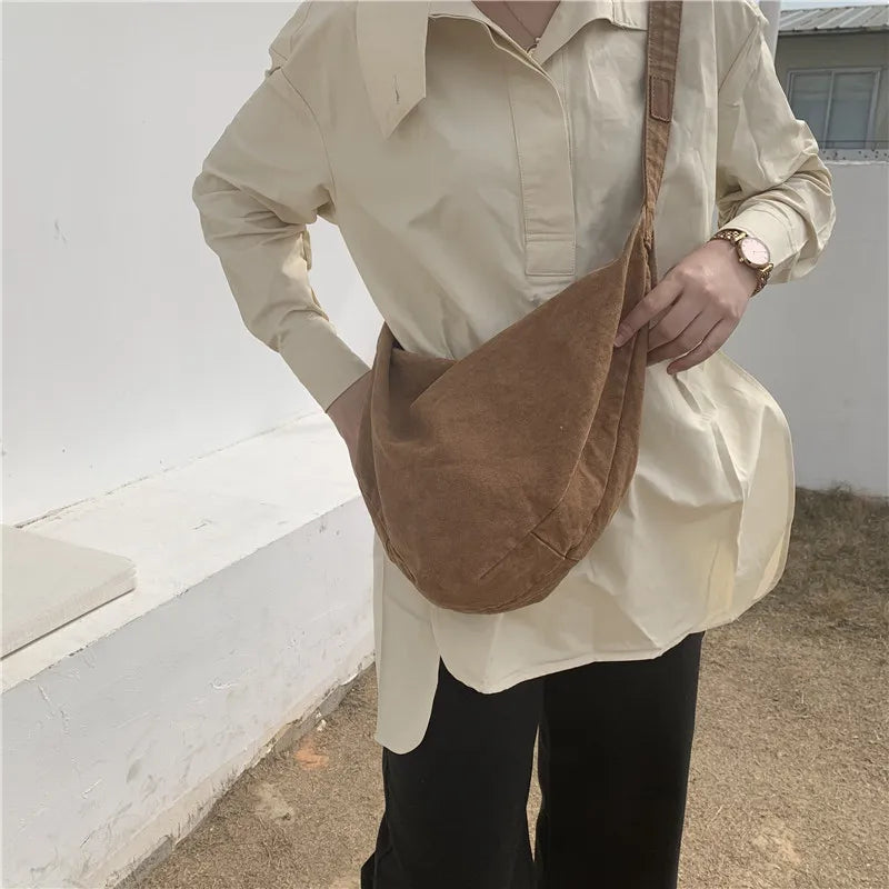 One-Shoulder Dumpling Bag Washed Canvas Women's Bag