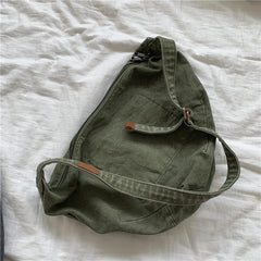 One-Shoulder Dumpling Bag Washed Canvas Women's Bag