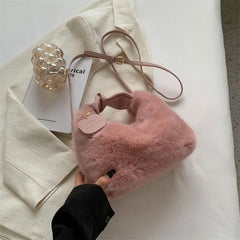 Faux Fur Women's Shoulder Crossbody Bag Zipper Small Casual Tote