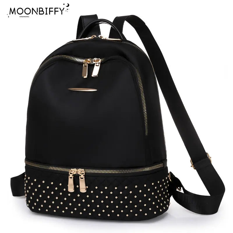 Anti Theft Rivet Backpack School Bag Large Capacity Shoulder Bag