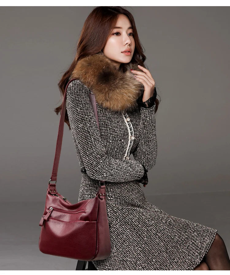 High Quality Sheepskin Leather Tote Bag for Women