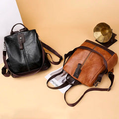 Women Leather Backpack Large Capacity School Bags for Girls