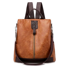Multifunction Leather Backpack Girls School Bag Large Capacity Female Bagpack