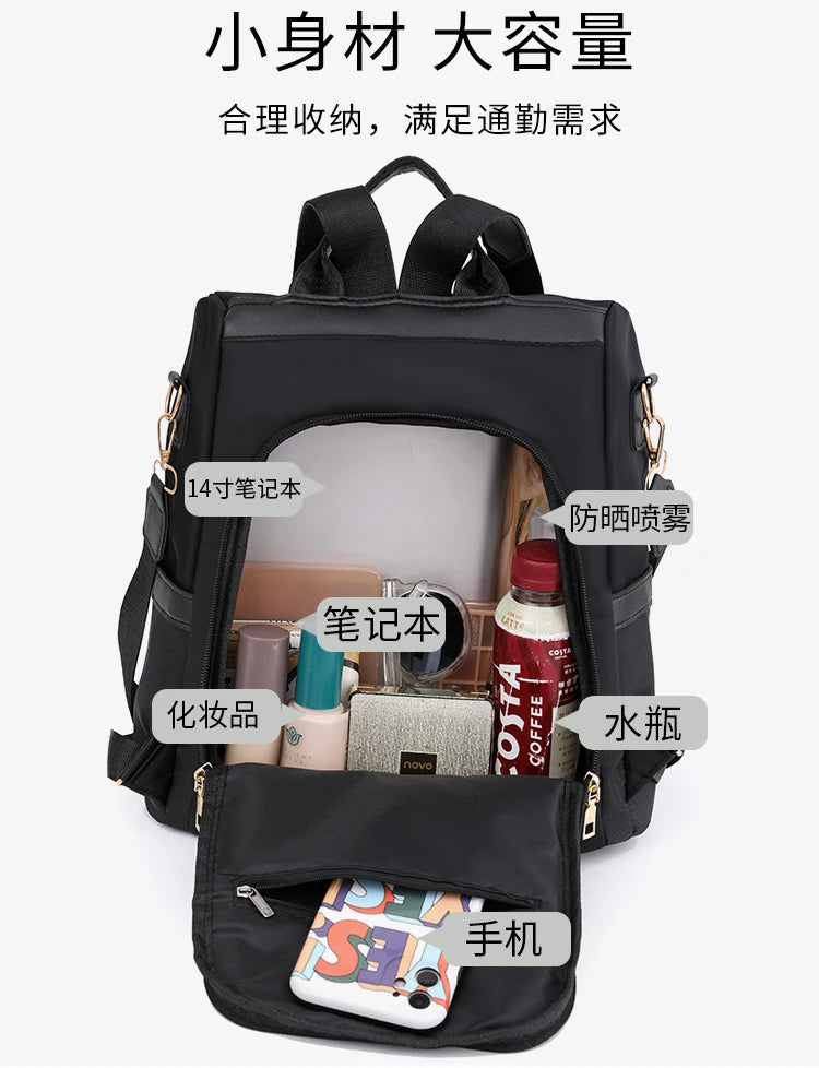 Nylon Women Backpack Anti Theft Bagpack Waterproof Rucksack Lady Large Capacity