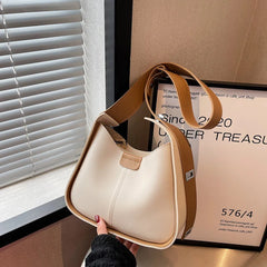 One Shoulder Bags Contrast Armpit Handbag Women Casual Retro Soft Leather Crossb