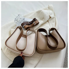 One Shoulder Bags Contrast Armpit Handbag Women Casual Retro Soft Leather Crossb