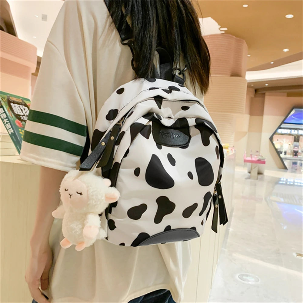 Panelled Women's Nylon Backpack Small Student Bag