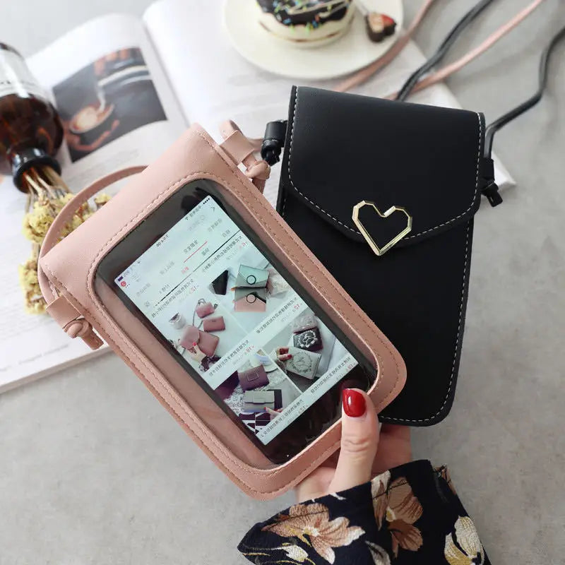 Mini PU Shoulder Bag Heart Shaped Retro Handbag