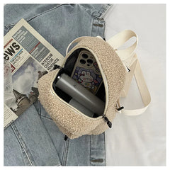 Plush Fabric Women's Crossbody Bag Lambs Wool Fluffy Fur