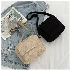 Plush Fabric Women's Crossbody Bag Lambs Wool Fluffy Fur