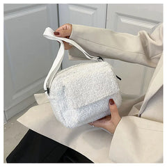 Plush Fabric Women's Crossbody Bag Lambs Wool Fluffy Fur